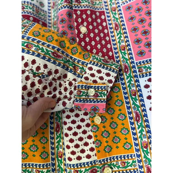 Sarah Chapman Patchwork Print Button Front Shirt Size Large Made in USA - Image 5