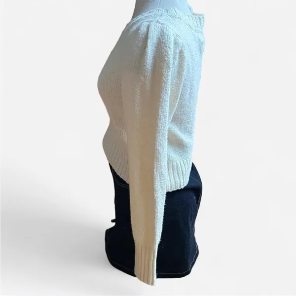 Anthropologie Maeve Cream Puff Sleeve Crew Neck Sweater - Image 4