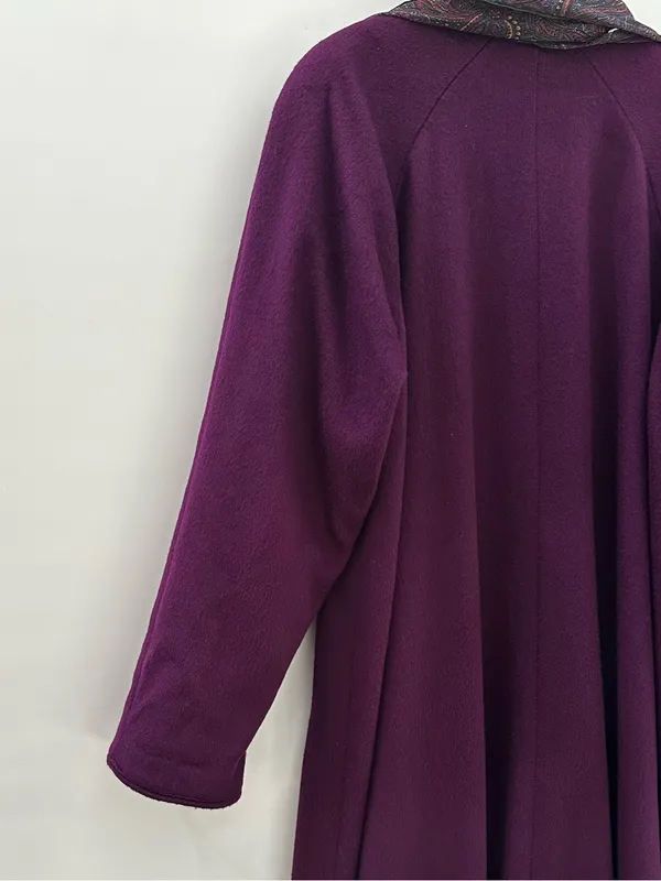 Vintage Casual Corner Purple Wool Long Coat USA Made Trench Scarf Purple Size 8 - Image 10