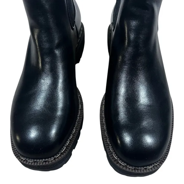 NWT Athlefit Chelsea Solid Ankle Boots Black Chunky Lug Sole Edgy Size 11 - Image 3