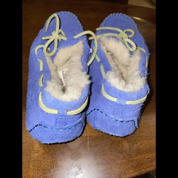UGG DAKOTA SUEDE/ SHEEPWOOL MOCCASIN‎ SLIPPERS, WOMEN US 4 Blue - Image 3