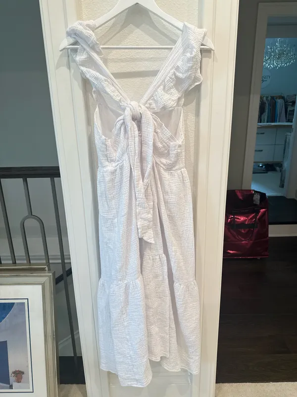 Caitlin Covington x Pink Lily White Textured Midi Dress Size L - Image 5