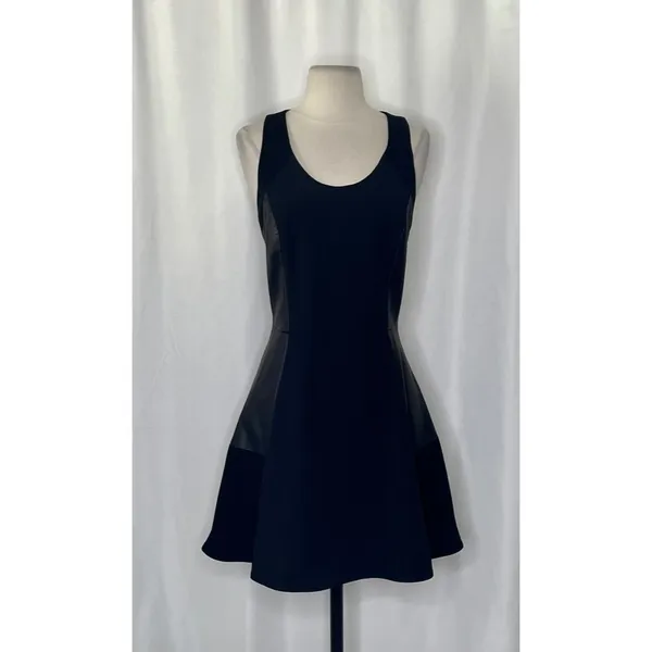 RAG & BONE Leather Montrose Fit‎ N' Flare Little Black Dress Panel Mini Size 6 - Image 2