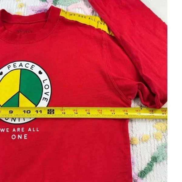Mighty Fine Red Peace Love Unity S Crewneck Long Sleeve Crop‎ Top Women S - Image 5