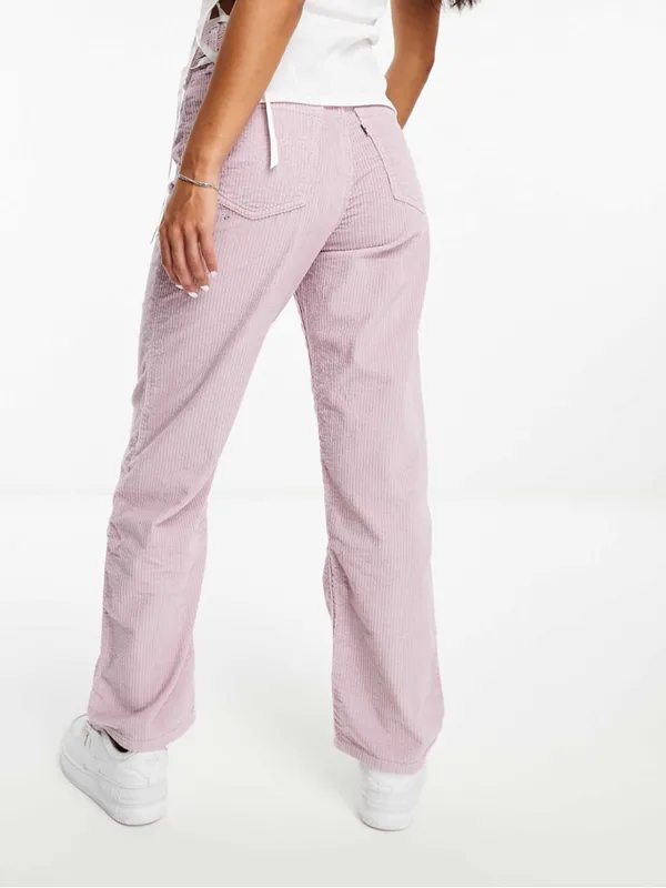 Levi's Premium Ribcage Straight Cord Ankle Jeans Pink Corduroy Pants Size 24 - Image 2