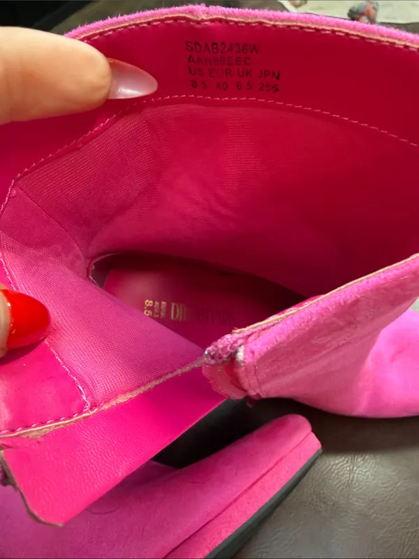Dream Paris Hot Pink Suede Block Heel Ankle Boots - Image 3