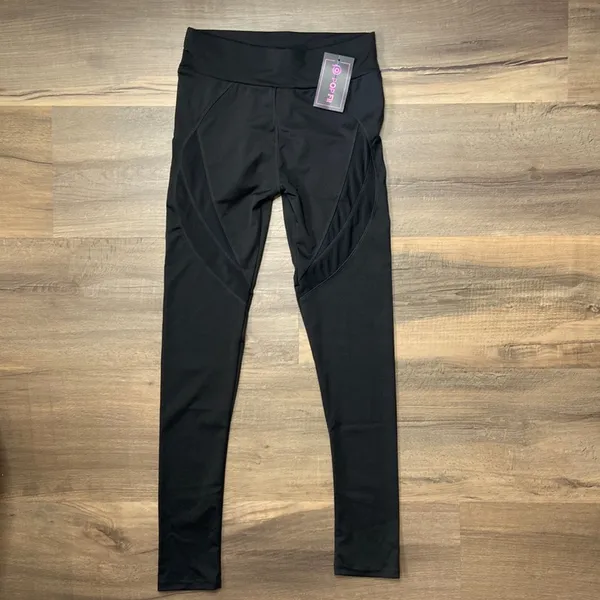 POP Fit Women’s Black High Waisted Mesh Leggings Size Medium NWT - Image 18
