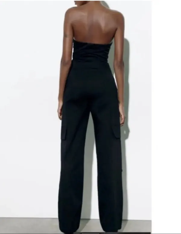 Zara Strapless Cargo Jumpsuit by Zara Black Size XS - Image 3