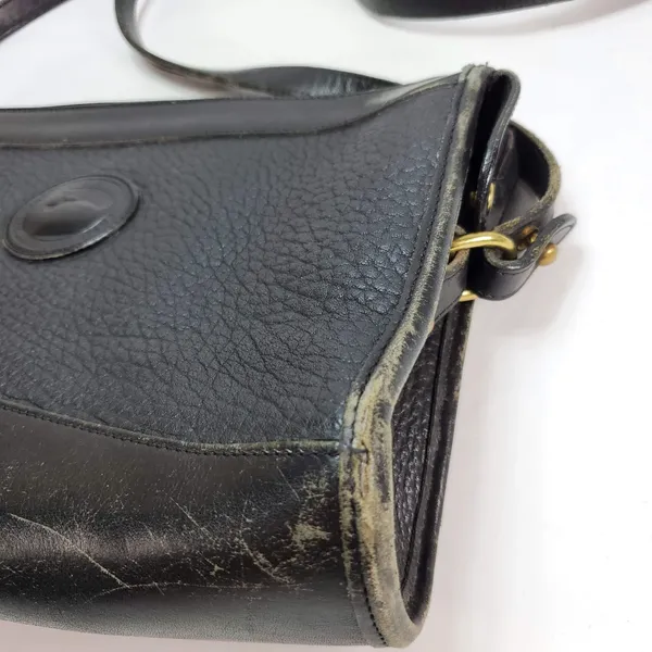 Dooney & Bourke Crossbody Bag Black‎ All Weather Leather Vintage USA Brass - Image 3