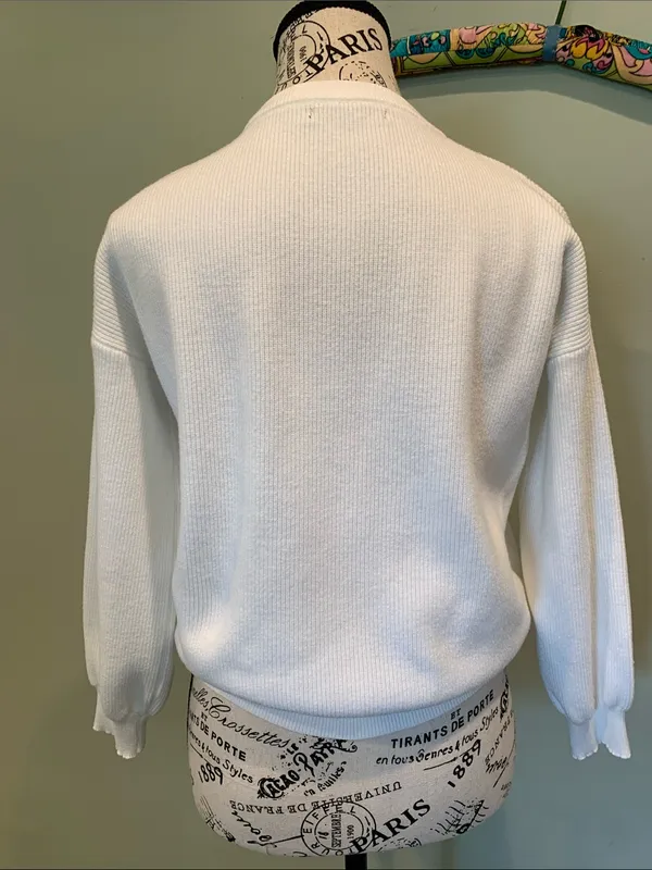 SHEIN Women’s Small White Tight Knit Ribbed Crewneck Long Sleeve Sweater - Image 4