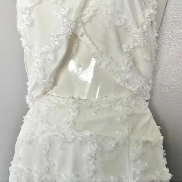 SABO Kailyn White Textured Halter Cutout Mini Dress US 4 - Image 5