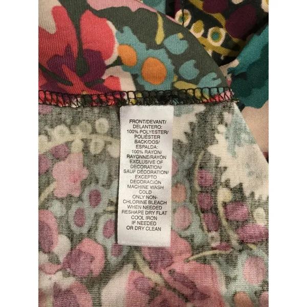 Women’s Loft Ruffle Mock Neck Multicolor Sleeveless Floral Size Medium - Image 5