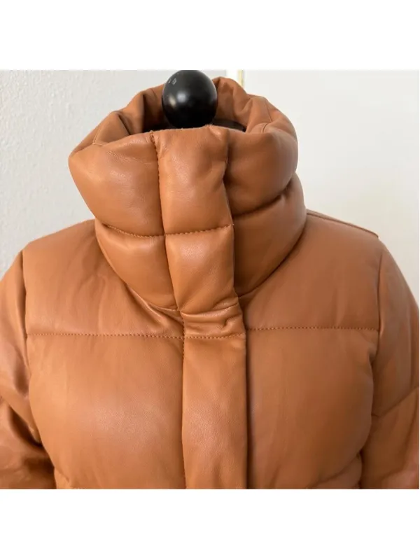 Abercrombie & Fitch vegan leather mini puffer jacket - size S - Image 2