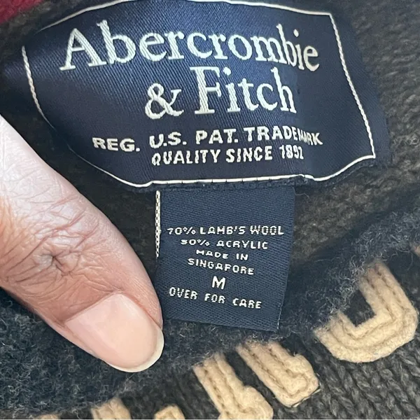 ABERCROMBIE & FITCH | Wool Blend Embroidered Logo Raglan Knit Sweater Sz M - Image 8