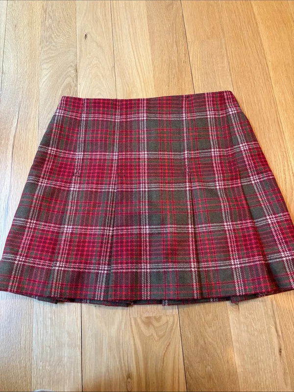 Vtg Y2K Gap Pleated Plaid Skirt Academia Fall Size 0 - Image 4