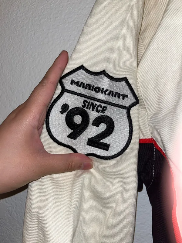 Nintendo Brand New Mario Kart Racing Jacket Large Cream Graphic Bomber - Image 10