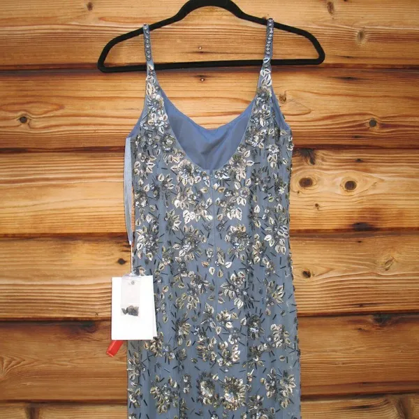 NWT Mac Duggal 5477 Womens Floral Embellished Scoop Neck Evening Gown Dress - Image 12