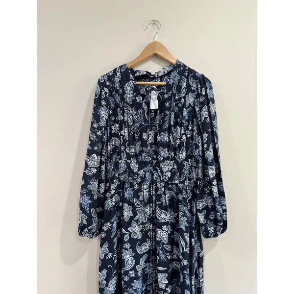 LOFT Paisley Bow Pocket Boho Maxi‎ Dress Blue NWT Size Large - Image 4