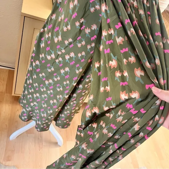 RACHEL COMEY Green Silk Midi Dress Size‎ Small - Image 4