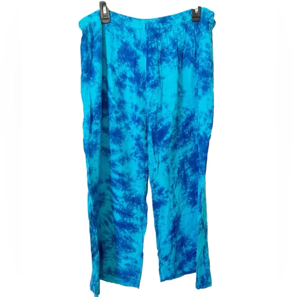 Tropics Clothing Blue Tie Dye‎ Lightweight Pull On Drawstring Pants Size Large - Image 2