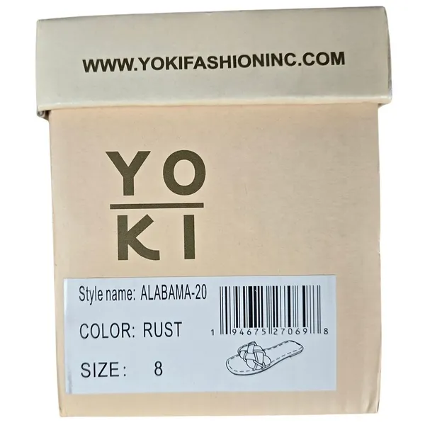 Yoki Women Rust Crocodile Embossed‎ Rhinestone Slide Sandals Size 8 - Image 5