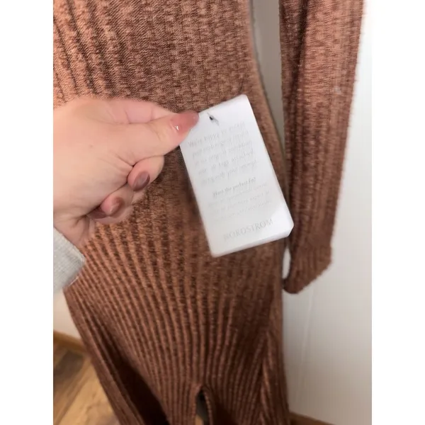 astr the label kylie dress brown ribbed midi slit nwt‎ small - Image 3