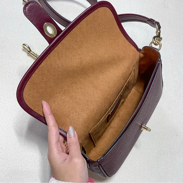 Coach Hadley Turnlock Shoulder Bag in Dark Wine - Image 8
