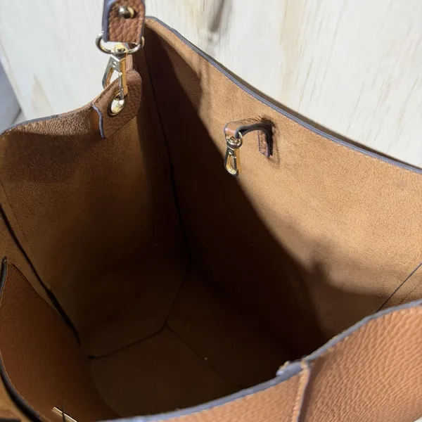 Remi Reid Brown Leather Tote Bag‎ Shoulder Handbag Large Pebbled Boho - Image 7