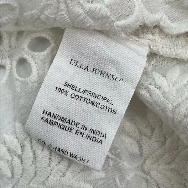 ULLA JOHNSON Cara Eyelet Blouse blanc Sz 4‎ - Image 9