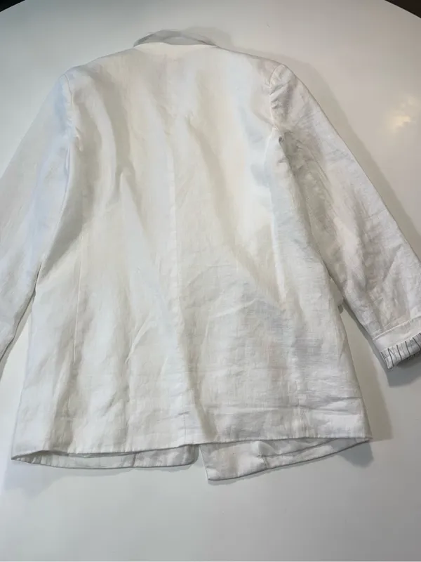 Dolce Cabo 100% Linen White Blazer Size Small Black - Image 7
