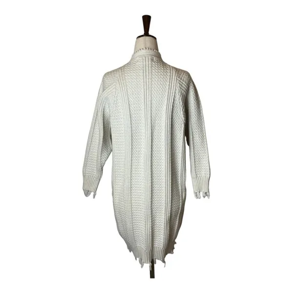 Elliatt Sweater Women Small Beige Ivory Knit Knit Open Front Long Line Cardigan - Image 5