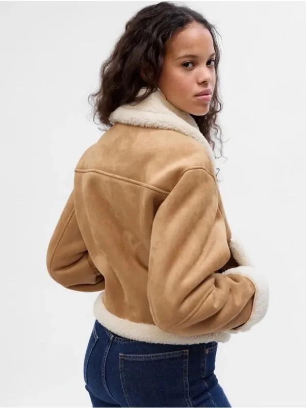 Gap Vegan Suede Sherpa-Trim Full Zip Jacket Small NEW NWT - Image 4