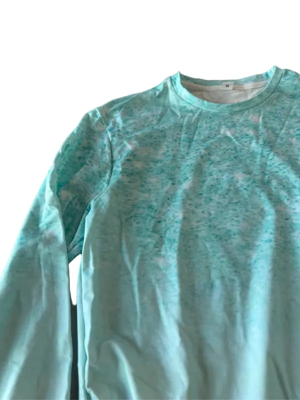 Women's Blue Green Ombre Style Long Sleeve Crew Neck Top Size Medium #260329 - Image 2