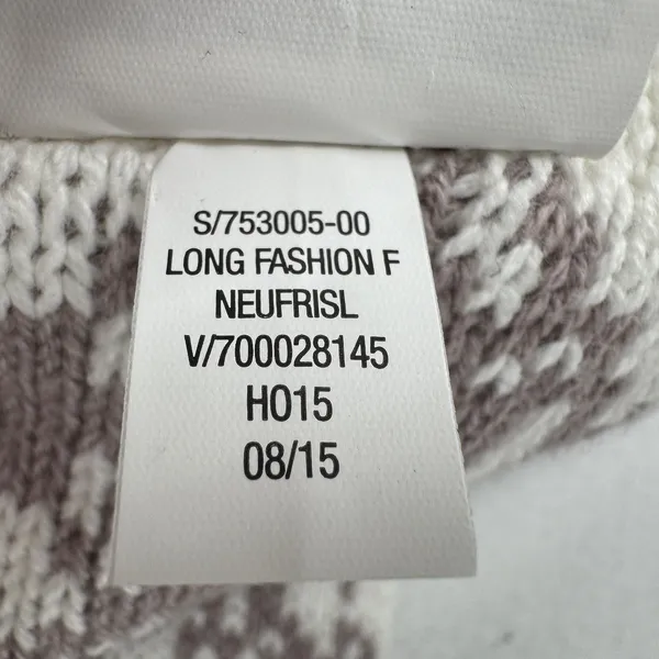 Old Navy Long Cardigan Women L Taupe Cream Geometric Waterfall Open Front Boho - Image 9