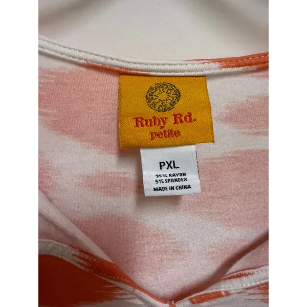 Ruby Rd. Petite Orange Ikat Tassel Tunic Top Women's PXL Boho Rayon Blend Size undefined - Image 5