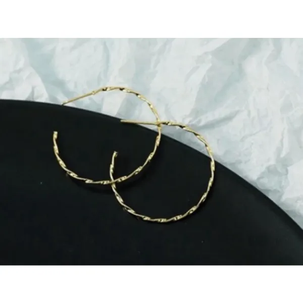 Beautiful Twist‎ 14k Gold Plated Sterling Silver Hoop Earrings, 4.2cm - Image 9