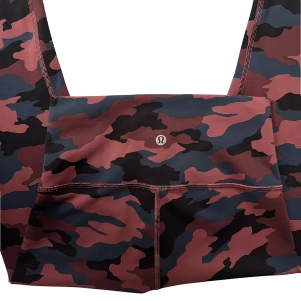 Lululemon Leggings 4 Wunder Under Camo High Rise‎ Black Red Blue - Image 6