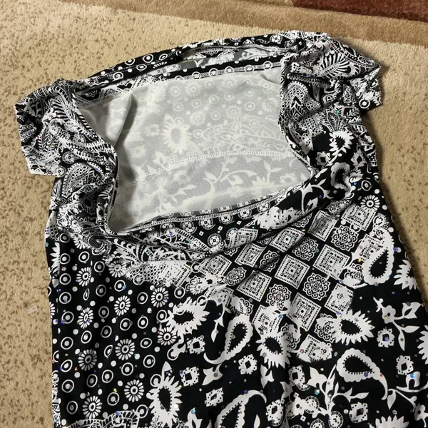 Endless Sun Paisley Bandana Cowl Halter Top Womens M Black White Y2K Rhinestone - Image 4