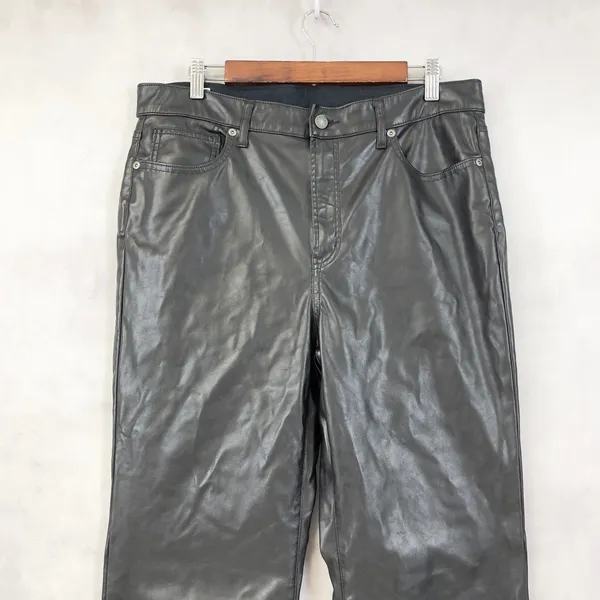 Gap Womens 70s Flare Faux Leather‎ Pants Size 14 High Rise Rocker Street Grunge - Image 3