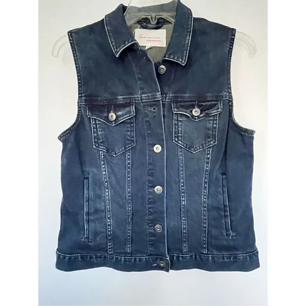 Vince Camuto denim vest with open crocheted back. - Image 4