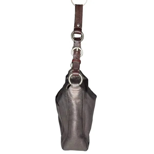 Vintage Coach Metallic Leather Hobo Bag Silver Chain Strap Turn Lock‎ Y2K Purse - Image 7