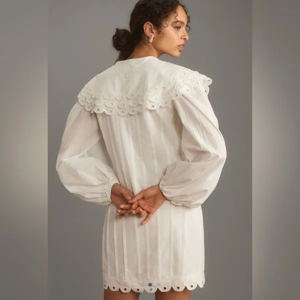 Farm Rio Long-Sleeve Embellished Collared Mini Dress - Image 2