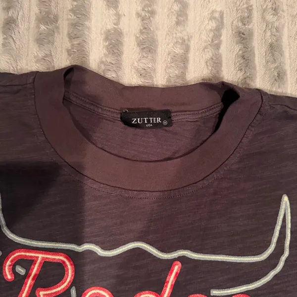 Zutter USA Rodeo Nights Graphic Crop Top Charcoal Gray Western Bull Skull Medium - Image 3