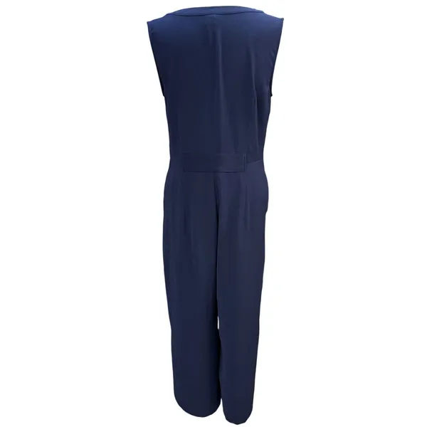 A New Day M Button Front Utility Jumpsuit Navy Blue Coastal Summer Officewear - Image 5