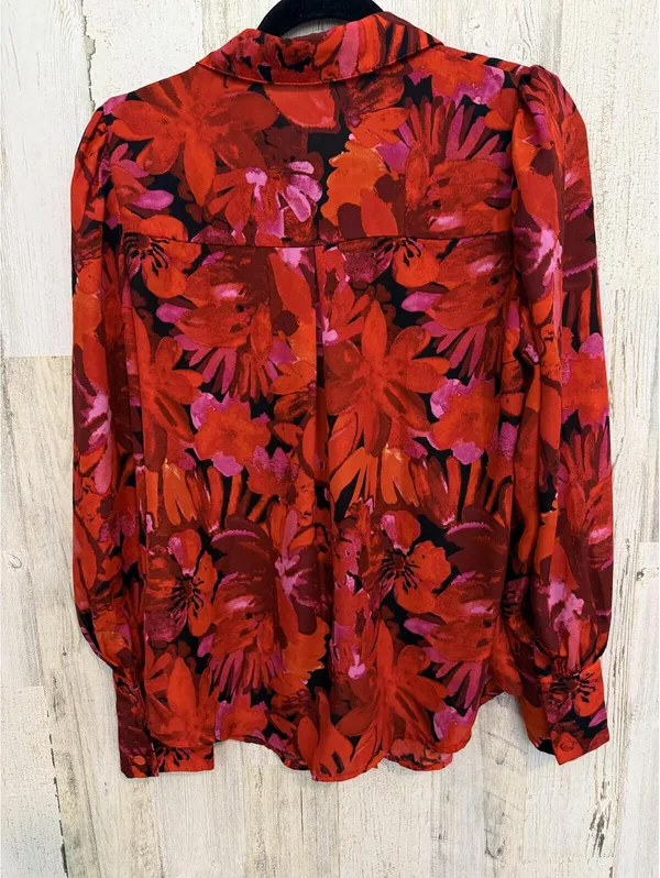BTFBM Women's Small Red Pink Orange Floral Button Down Blouse - Image 10
