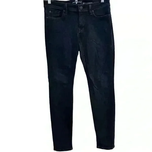 7 For All Mankind‎ Women's Skinny Jeans Size 31 Dark Wash Blue Denim - Image 2