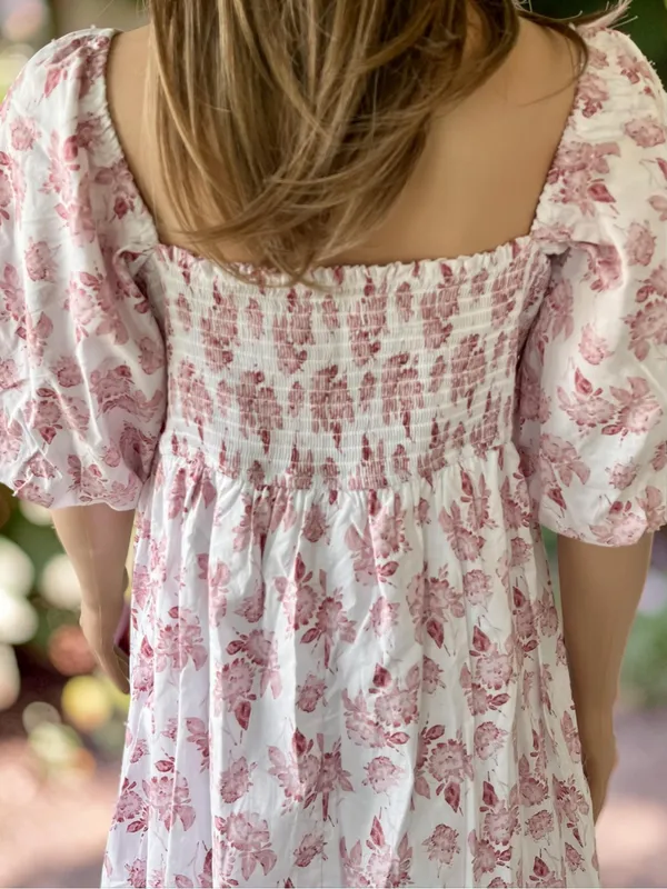 Trixxi XL Pink Floral Cottagecore Babydoll Dress Puff Sleeve - Image 3