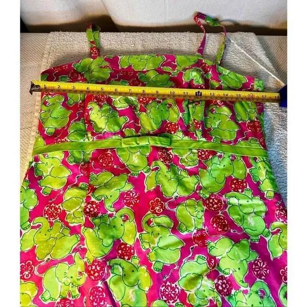 Key West Pink & Green Elephant Print Sundress Dress Fully Lined Size 10 - Image 6
