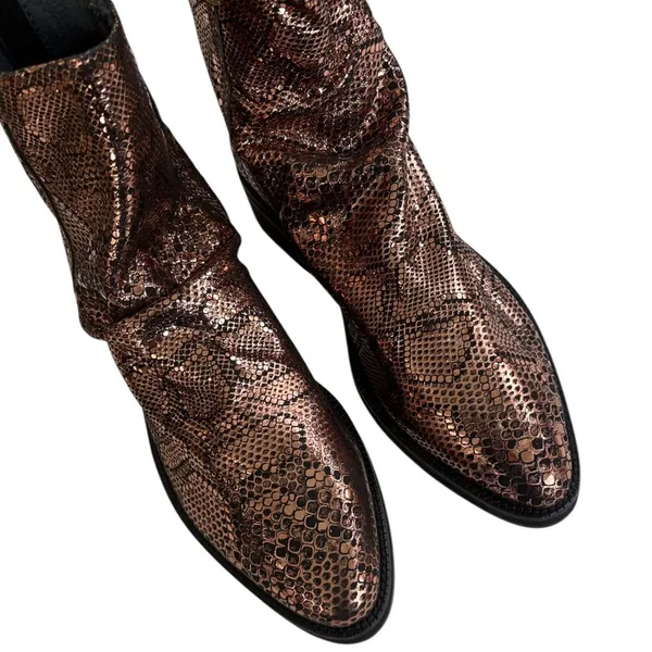 EUC Free People Leather Amarone Cooper Snakeskin Boots Size 7.5 - Image 6