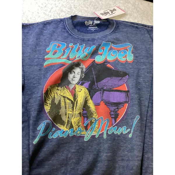 Billy Joel Piano‎ Man Graphic Sweatshirt Powder Blue Burnout Wash Small.. - Image 2